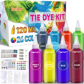 Tie Dye Kit - Tie Dye Kits for Kids with 4Oz Bottles 26 Vibrant Colours, Permanent Non-Toxic Tye Dye Kit for Large Groups, Tie Dye Party Supplies(Dye up to 45 Project)