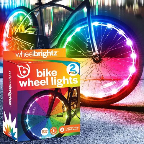 Brightz WheelBrightz LED Bike Wheel Lights - 2026 Edition with Superior Silicone Straps & Weather Resistant Shield - Spoke Mount, 360-Degree Visibility - 48+ Hours of Dazzling Illumination in Kuwait