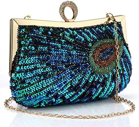 Rkrouco Peacock Evening Clutch Beaded Sequins Party Wedding Purse. in Saudi Arabia