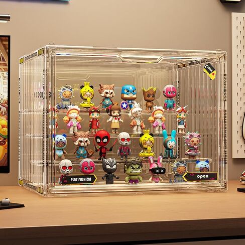 3 Tiers Clear Display Case for Figures, Acrylic Storage Organizers Box with Magnetic Door, Wall-Mounted Dustproof Showcase for Collectibles Action Figure in Kuwait