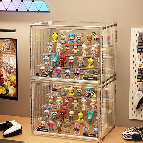 3 Tiers Clear Display Case for Figures, Acrylic Storage Organizers Box with Magnetic Door, Wall-Mounted Dustproof Showcase for Collectibles Action Figure in Kuwait