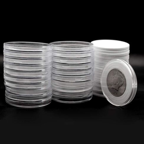 20pcs Clear Plastic Coin Capsules, Coin Collection Case of 5 Size with Adjustable Gasket for Coin Collection American Silver Eagle Liberty Coin &JFK Half Dollar & Bitcoin (19/21/25/30/40mm)-20pcs in Saudi Arabia