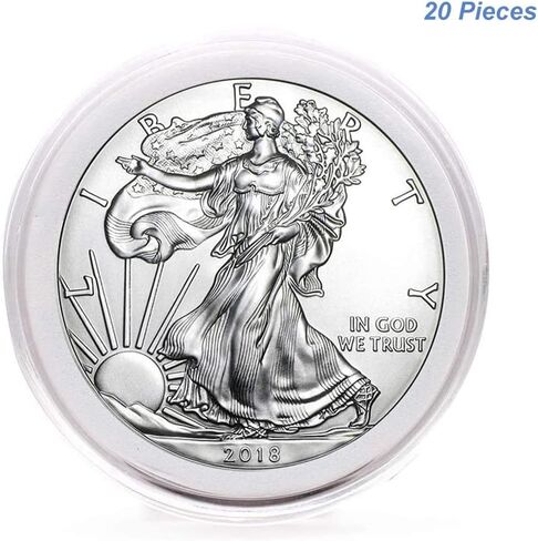 20pcs Clear Plastic Coin Capsules, Coin Collection Case of 5 Size with Adjustable Gasket for Coin Collection American Silver Eagle Liberty Coin &JFK Half Dollar & Bitcoin (19/21/25/30/40mm)-20pcs in Saudi Arabia