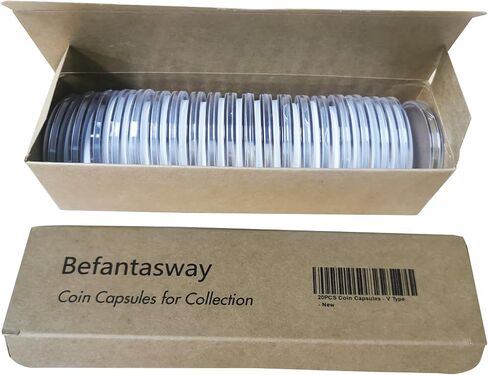 20pcs Clear Plastic Coin Capsules, Coin Collection Case of 5 Size with Adjustable Gasket for Coin Collection American Silver Eagle Liberty Coin &JFK Half Dollar & Bitcoin (19/21/25/30/40mm)-20pcs in Saudi Arabia