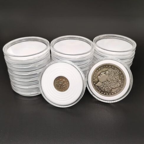 20pcs Clear Plastic Coin Capsules, Coin Collection Case of 5 Size with Adjustable Gasket for Coin Collection American Silver Eagle Liberty Coin &JFK Half Dollar & Bitcoin (19/21/25/30/40mm)-20pcs in Saudi Arabia