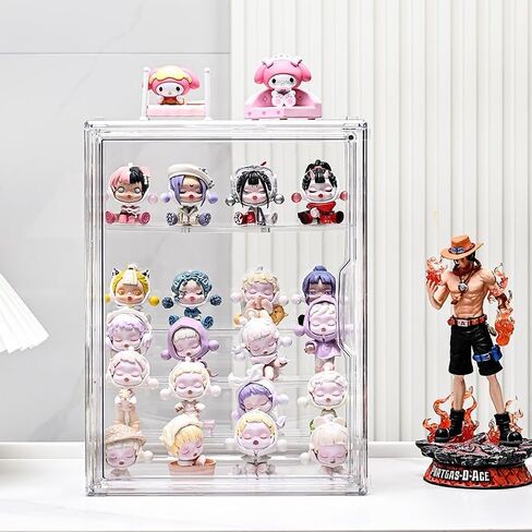3 Tiers Clear Display Case for Figures, Acrylic Storage Organizers Box with Magnetic Door, Wall-Mounted Dustproof Showcase for Collectibles Action Figure in Kuwait