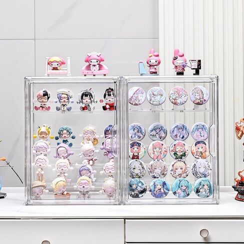 3 Tiers Clear Display Case for Figures, Acrylic Storage Organizers Box with Magnetic Door, Wall-Mounted Dustproof Showcase for Collectibles Action Figure in Kuwait