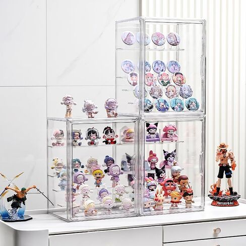 3 Tiers Clear Display Case for Figures, Acrylic Storage Organizers Box with Magnetic Door, Wall-Mounted Dustproof Showcase for Collectibles Action Figure in Kuwait