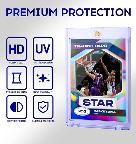 50ct Magnetic Card Holder for Trading Cards, 35pt One Touch Card Holder, Card Protectors Hard Plastic, Magnetic Card Case for Sports Card, Baseball Card Holders, Display Case for Standard Cards in Saudi Arabia
