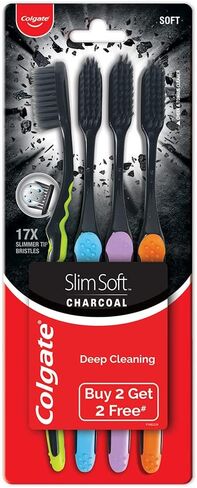 Colgate Slim Soft Charcoal Toothbrush (Buy 2 Get 2 Free) - 4 Pcs in Saudi Arabia