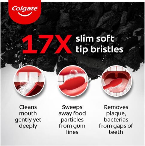 Colgate Slim Soft Charcoal Toothbrush (Buy 2 Get 2 Free) - 4 Pcs in Saudi Arabia