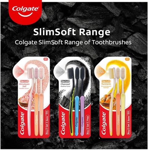 Colgate Slim Soft Charcoal Toothbrush (Buy 2 Get 2 Free) - 4 Pcs in Saudi Arabia