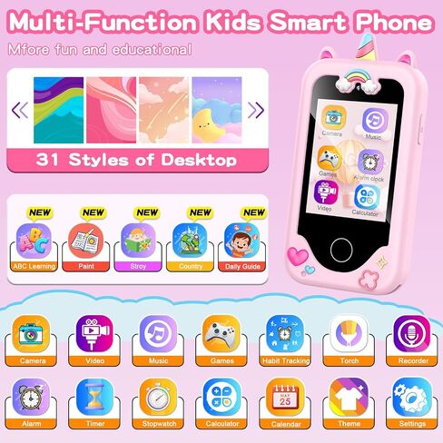 Kids Smart Phone for Girls, Christmas Birthday Gifts for Girls Age 3-10,Kids Toys Cell Phone, Toddler Learning Play Toy Phone with Dual Camera, Game, Music Player in Saudi Arabia