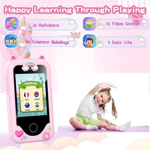 Kids Smart Phone for Girls, Christmas Birthday Gifts for Girls Age 3-10,Kids Toys Cell Phone, Toddler Learning Play Toy Phone with Dual Camera, Game, Music Player in Saudi Arabia