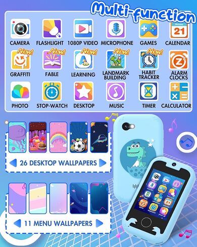 Kids Smart Phone for Girls Unicorns Gifts for Girls Toys 8-10 Years Old Phone Touchscreen Learning Toy Christmas Birthday Gifts for 3 4 5 6 7 8 9 Year Old Girls with 8G Memory Card in Saudi Arabia