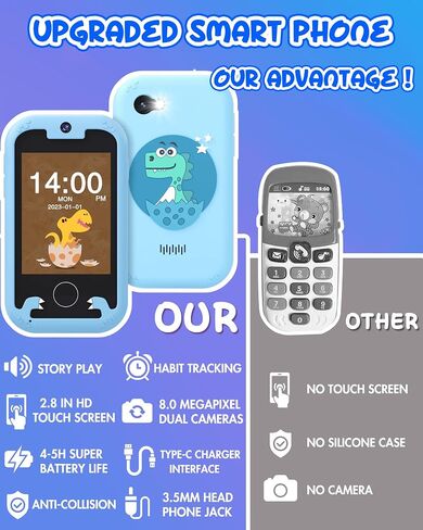 Kids Smart Phone for Girls Unicorns Gifts for Girls Toys 8-10 Years Old Phone Touchscreen Learning Toy Christmas Birthday Gifts for 3 4 5 6 7 8 9 Year Old Girls with 8G Memory Card in Saudi Arabia