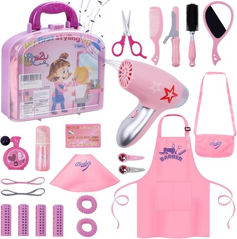 Doll Head for Hair Styling Kids, Pretend Play Hair Salon Toys for Girls with Hairdryer Hair Accessories, Princess Birthday Toys Gifts for 3 4 5 6 7 8 Years Old in Saudi Arabia