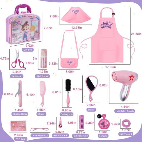 Doll Head for Hair Styling Kids, Pretend Play Hair Salon Toys for Girls with Hairdryer Hair Accessories, Princess Birthday Toys Gifts for 3 4 5 6 7 8 Years Old in Saudi Arabia