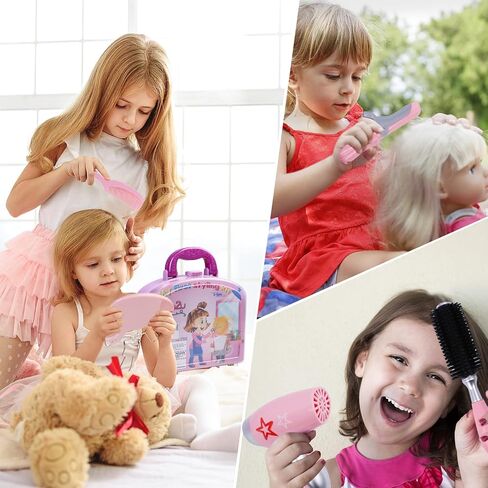 Doll Head for Hair Styling Kids, Pretend Play Hair Salon Toys for Girls with Hairdryer Hair Accessories, Princess Birthday Toys Gifts for 3 4 5 6 7 8 Years Old in Saudi Arabia