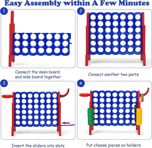 Costzon 4-in-A-Row Giant Outdoor Game with Basketball Hoop, 42 Jumbo Rings - For Kids & Adults in Kuwait