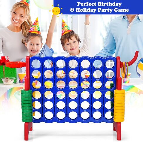 Costzon 4-in-A-Row Giant Outdoor Game with Basketball Hoop, 42 Jumbo Rings - For Kids & Adults in Kuwait