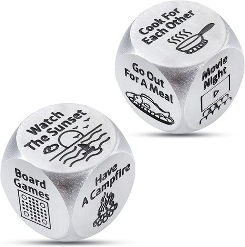 2 PCS Food Dice Game Food Decision Dice for Couples Gifts for Boyfriend Girlfriend 1st 11th Wedding Anniversary Steel Gifts Iron Gift Easter Basket Stuffers for Adults Mothers Day Christmas Valentine in Kuwait