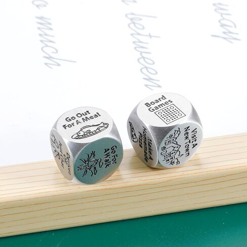 2 PCS Food Dice Game Food Decision Dice for Couples Gifts for Boyfriend Girlfriend 1st 11th Wedding Anniversary Steel Gifts Iron Gift Easter Basket Stuffers for Adults Mothers Day Christmas Valentine in Kuwait