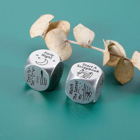 2 PCS Food Dice Game Food Decision Dice for Couples Gifts for Boyfriend Girlfriend 1st 11th Wedding Anniversary Steel Gifts Iron Gift Easter Basket Stuffers for Adults Mothers Day Christmas Valentine in Kuwait