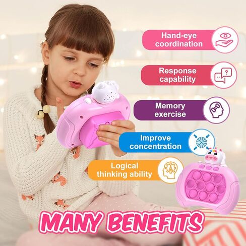 Quick Push Game Fidget Toys Pro for Kids Adults, Handheld Game Fast Puzzle Game Machine, Push Bubble Stress Toy, Relief Party Favors, for Grils (Pink) in Saudi Arabia