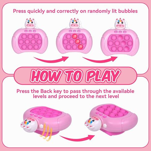 Quick Push Game Fidget Toys Pro for Kids Adults, Handheld Game Fast Puzzle Game Machine, Push Bubble Stress Toy, Relief Party Favors, for Grils (Pink) in Saudi Arabia