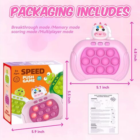 Quick Push Game Fidget Toys Pro for Kids Adults, Handheld Game Fast Puzzle Game Machine, Push Bubble Stress Toy, Relief Party Favors, for Grils (Pink) in Saudi Arabia