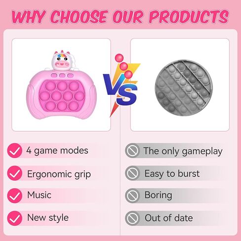 Quick Push Game Fidget Toys Pro for Kids Adults, Handheld Game Fast Puzzle Game Machine, Push Bubble Stress Toy, Relief Party Favors, for Grils (Pink) in Saudi Arabia