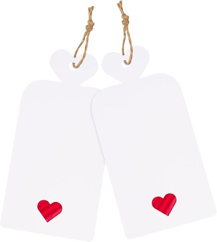 joycraft 100pcs Blank Gift Tags with String,White Paper Tags with Foil Rose Gold Heart,Personalized Gift Tags for Birthday,Party,Gift Wrapping,Baby Shower，Wedding Favor and Valentine's Day (4"x2") in Saudi Arabia