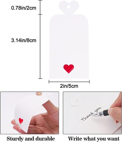 joycraft 100pcs Blank Gift Tags with String,White Paper Tags with Foil Rose Gold Heart,Personalized Gift Tags for Birthday,Party,Gift Wrapping,Baby Shower，Wedding Favor and Valentine's Day (4"x2") in Saudi Arabia