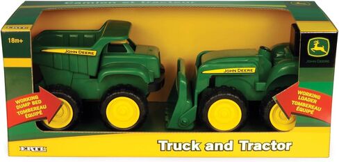 TOMY John Deere Vehicle Set - Includes Dump Truck and Tractor Toy with Loader for Sandbox - Kids Outdoor and Construction Toys - 6 Inches - 2 Count- Ages 18 Months and Up in Saudi Arabia