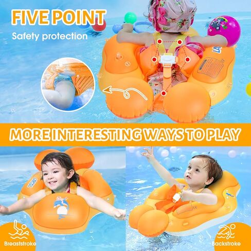 LAYCOL Baby Swimming Pool Float with Removable UPF 50+ UV Sun Protection Canopy,Toddler Inflatable Pool Float for Age of 3-36 Months,Swimming Trainer (Blue, L) in Kuwait