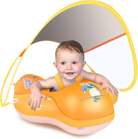 Baby Pool Float with Canopy UPF50+, 5 Point Safety Buckle for 3-36M in Kuwait