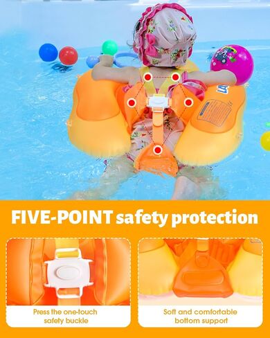 Baby Pool Float with Canopy UPF50+, 5 Point Safety Buckle for 3-36M in Kuwait