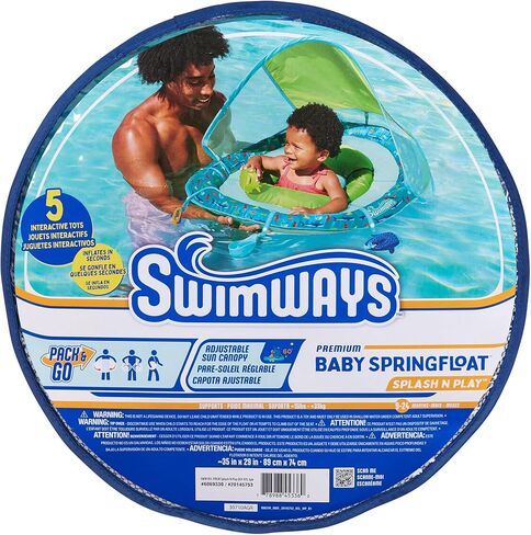 Swimways Baby Spring Float Splash N Play, Baby Pool Float with Canopy & UPF Protection, Swimming Pool Accessories for Kids 9-24 Months in Saudi Arabia