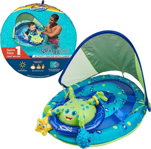 Swimways Baby Spring Float Splash N Play, Baby Pool Float with Canopy & UPF Protection, Swimming Pool Accessories for Kids 9-24 Months in Saudi Arabia