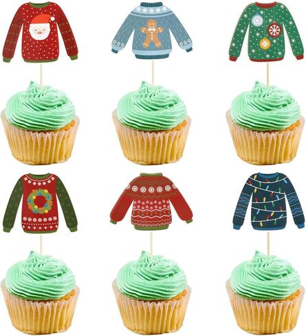 Gyufise 24Pcs Christmas Cupcake Toppers Glitter Elf I'm Back Cupcake Picks Witch Feet Elf Legs Cupcake Toppers for Baby Shower Kids Birthday Christmas Party Supplies in Kuwait