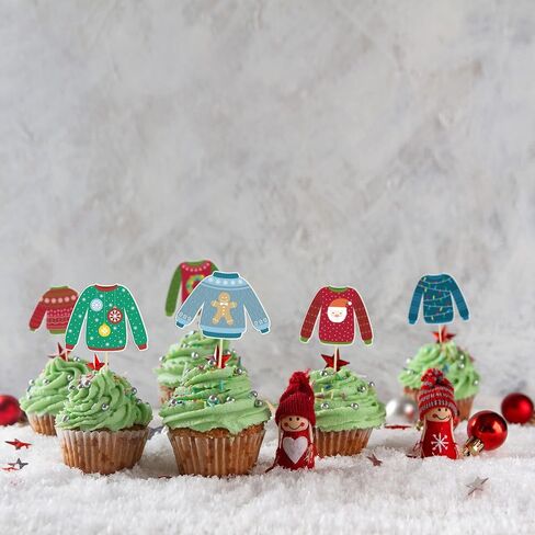Gyufise 24Pcs Christmas Cupcake Toppers Glitter Elf I'm Back Cupcake Picks Witch Feet Elf Legs Cupcake Toppers for Baby Shower Kids Birthday Christmas Party Supplies in Kuwait