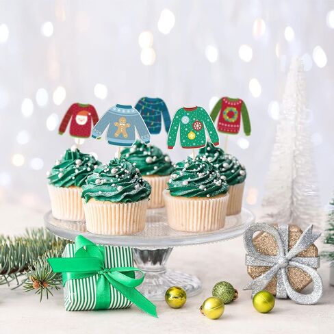 Gyufise 24Pcs Christmas Cupcake Toppers Glitter Elf I'm Back Cupcake Picks Witch Feet Elf Legs Cupcake Toppers for Baby Shower Kids Birthday Christmas Party Supplies in Kuwait