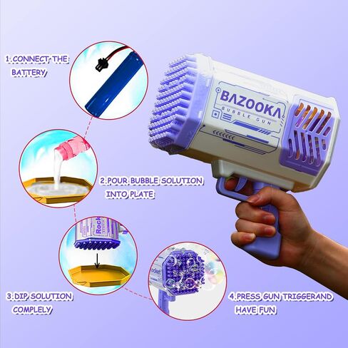 Petrella Bubble Gun Bazooka Bubble Machine Gun Bubbles for Kids TIK Tok Gifts 3 4 5 6 7 8 9 10 11 12 Years Old Bubble Blaster Blower in Saudi Arabia