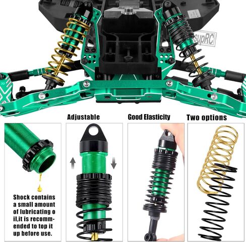 Shocks Absorber Damper&Drive Shaft Axles CVD Driveshafts&Suspension A Arms&Steering Block&Hubs Caster Blocks&Shock Tower&Links Toe Link&Bulkhead Upgrades Parts for 1/10 Slash 2WD (VXL).Green in Saudi Arabia