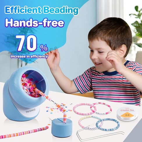 Clay Bead Spinner Kit - Electric Beads Spinner for Jewelry Making, 2000 Pcs Clay Beads Bracelet Spinner, Clay Bead Bracelet Kit with Spinner, Bracelet Making Machine with Bead Needles Thread, Pink in Saudi Arabia
