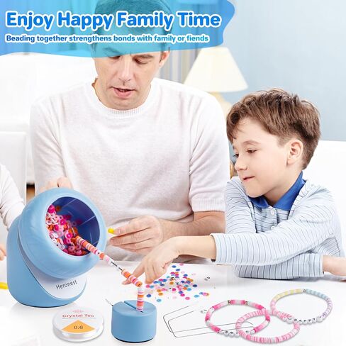 Clay Bead Spinner Kit - Electric Beads Spinner for Jewelry Making, 2000 Pcs Clay Beads Bracelet Spinner, Clay Bead Bracelet Kit with Spinner, Bracelet Making Machine with Bead Needles Thread, Pink in Saudi Arabia