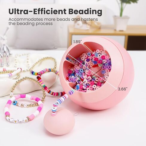 Tilhumt Electric Bead Spinner with Positioning Mat, Clay Bead Spinner for Jewelry Making and Friendship Bracelets Making, Including Needles, Elastic String and Cartoon Stickers, Gift for Girls in Kuwait