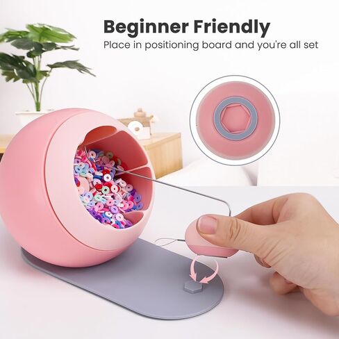 Tilhumt Electric Bead Spinner with Positioning Mat, Clay Bead Spinner for Jewelry Making and Friendship Bracelets Making, Including Needles, Elastic String and Cartoon Stickers, Gift for Girls in Kuwait