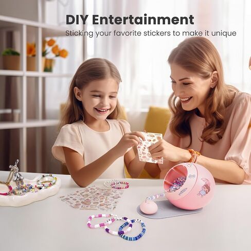Tilhumt Electric Bead Spinner with Positioning Mat, Clay Bead Spinner for Jewelry Making and Friendship Bracelets Making, Including Needles, Elastic String and Cartoon Stickers, Gift for Girls in Kuwait